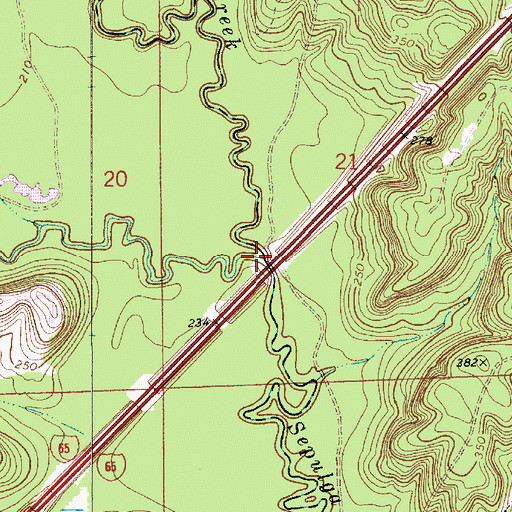 Topographic Map of Duck Creek, AL
