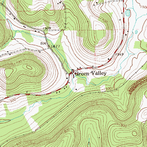 Topographic Map of Green Valley, PA