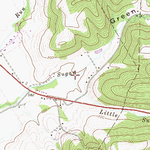 Topographic Map of Green Valley, PA