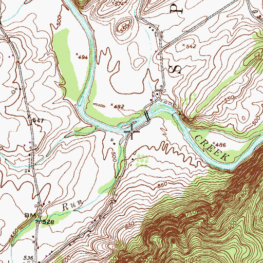 Topographic Map of Green Valley Run, PA