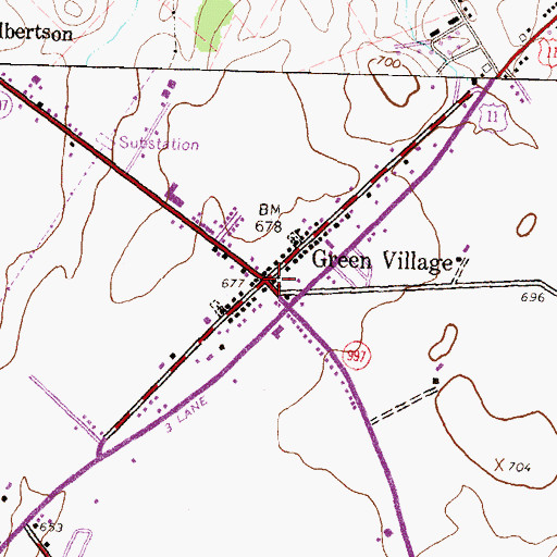 Topographic Map of Green Village, PA