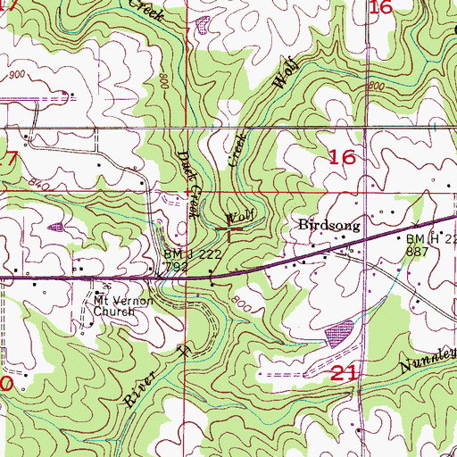 Topographic Map of Duck Creek, AL