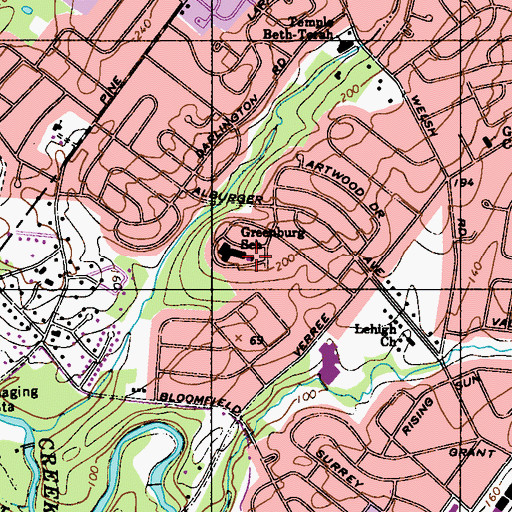 Topographic Map of Greenburg School, PA