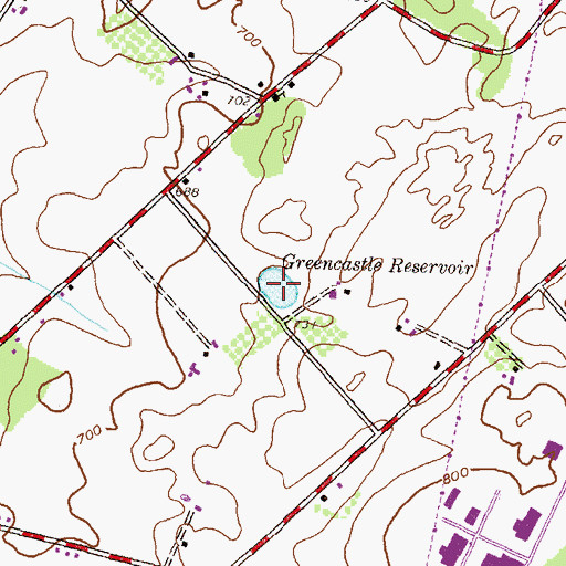 Topographic Map of Greencastle Reservoir, PA