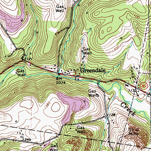 Topographic Map of Greendale, PA