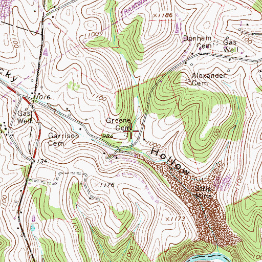 Topographic Map of Greene Cemetery, PA