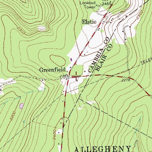 Topographic Map of Greenfield, PA