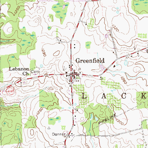 Topographic Map of Greenfield, PA
