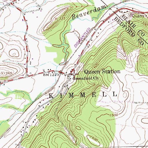 Topographic Map of Greenfield Church, PA