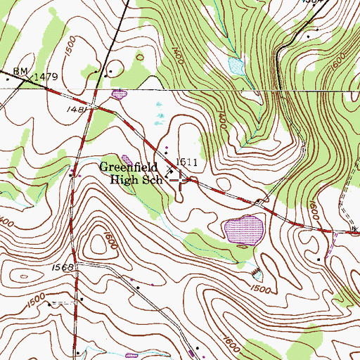 Topographic Map of Greenfield High School, PA