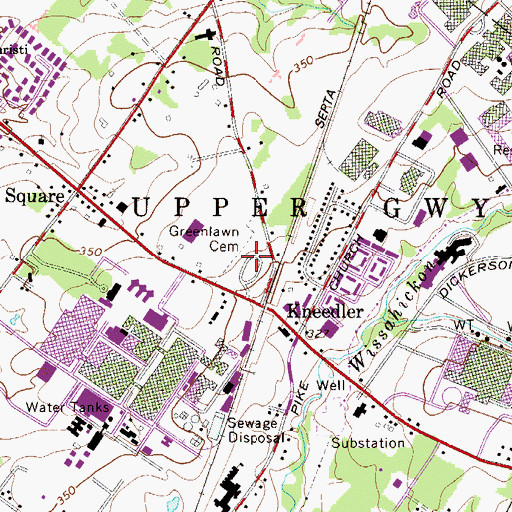 Topographic Map of Greenlawn Cemetery, PA