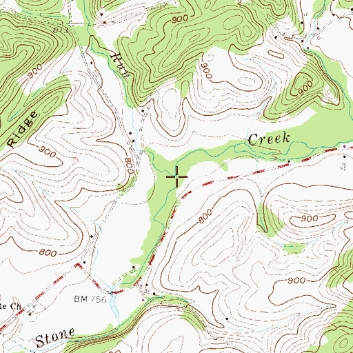 Topographic Map of Greenlee Run, PA