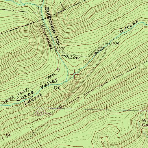 Topographic Map of Greens Valley, PA