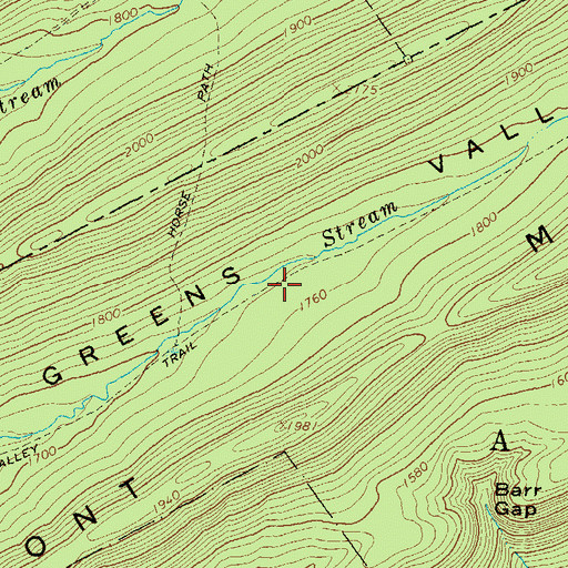 Topographic Map of Greens Valley Trail, PA