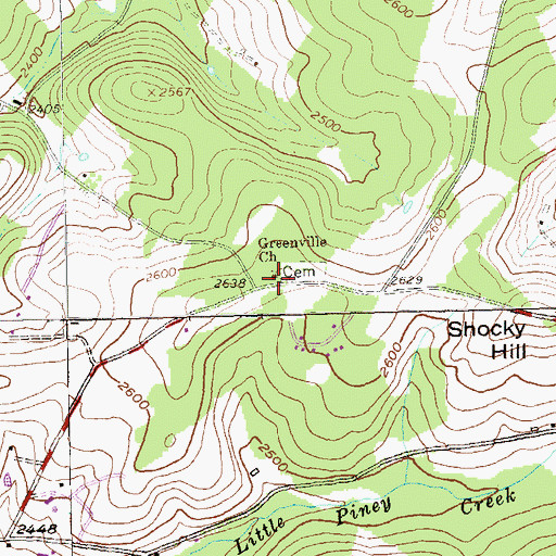 Topographic Map of Greenville Church, PA
