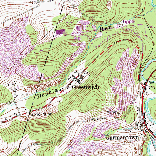 Topographic Map of Greenwich, PA