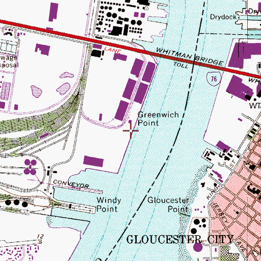 Topographic Map of Greenwich Point, PA