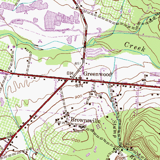Topographic Map of Greenwood, PA