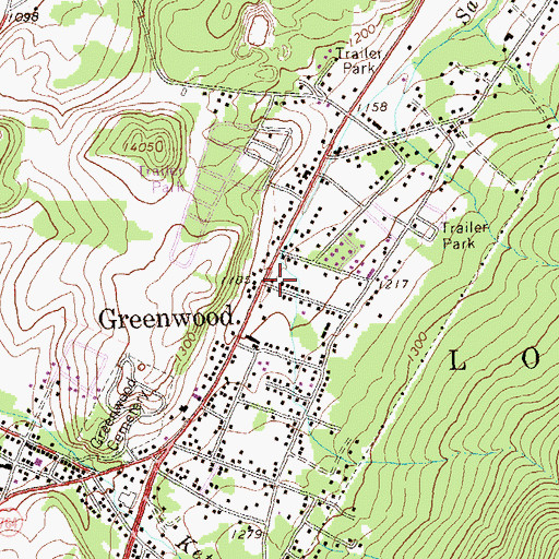 Topographic Map of Greenwood, PA