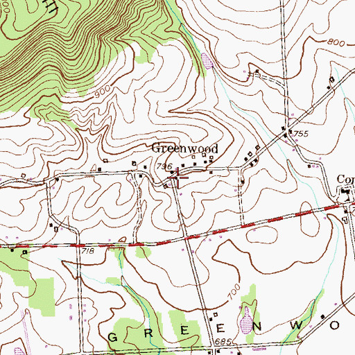 Topographic Map of Greenwood, PA