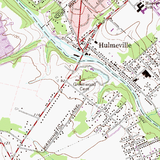 Topographic Map of Beechwood Cemetery, PA