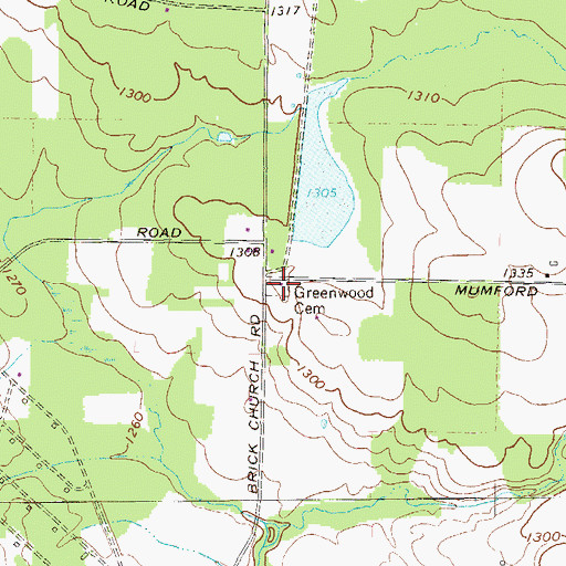 Topographic Map of Greenwood Cemetery, PA