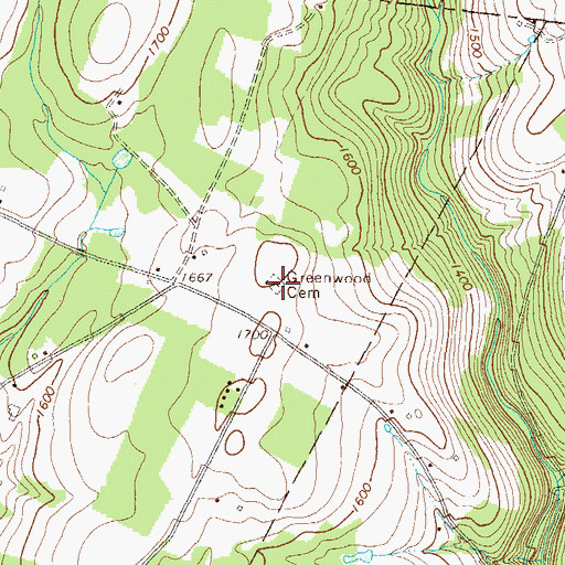 Topographic Map of Greenwood Cemetery, PA