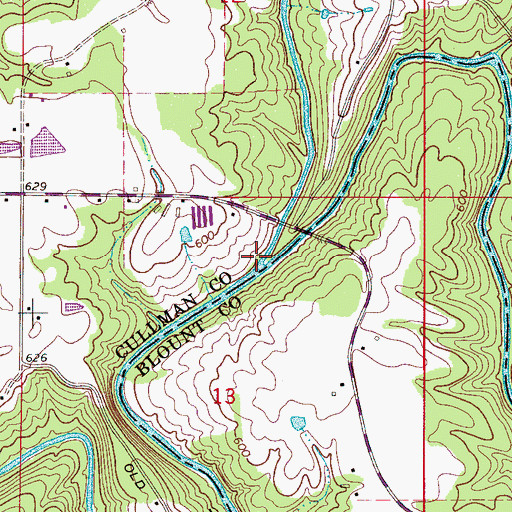 Topographic Map of Duck River, AL