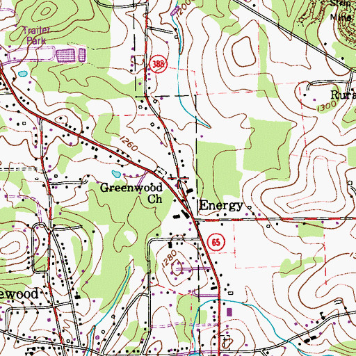 Topographic Map of Greenwood Church, PA