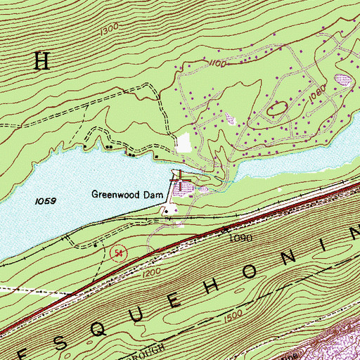 Topographic Map of Greenwood Dam, PA