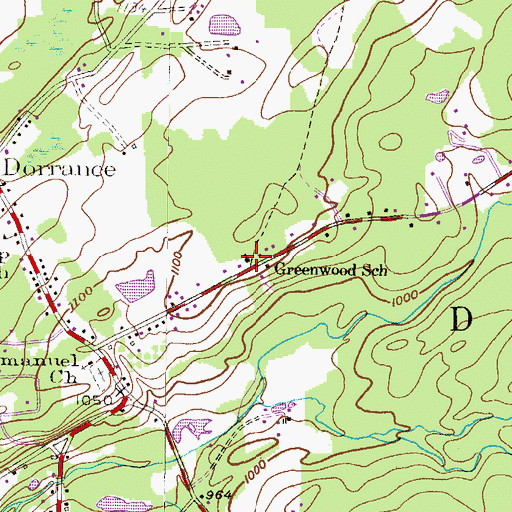 Topographic Map of Greenwood School, PA