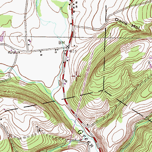 Topographic Map of Greenwood Valley, PA