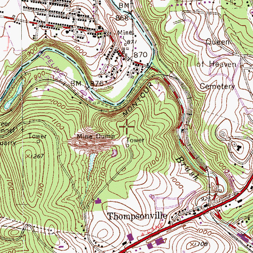 Topographic Map of Greer Tunnel, PA