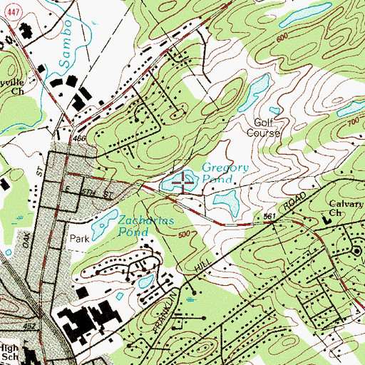 Topographic Map of Gregory Pond, PA