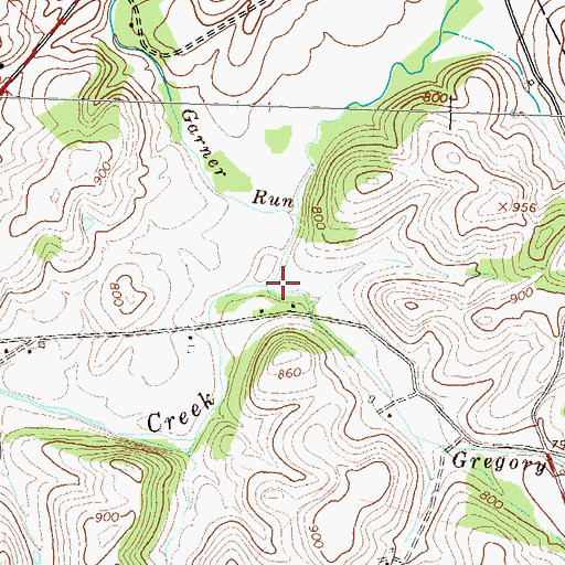 Topographic Map of Gregory Run, PA