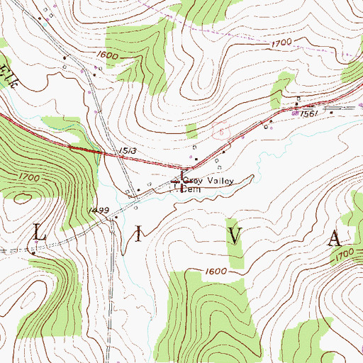 Topographic Map of Grey Valley Cemetery, PA