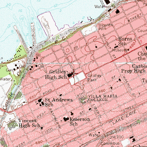 Topographic Map of Gridley High School, PA