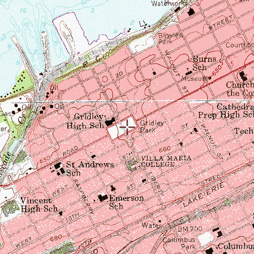 Topographic Map of Gridley Park, PA