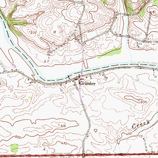Topographic Map of Grieder, PA