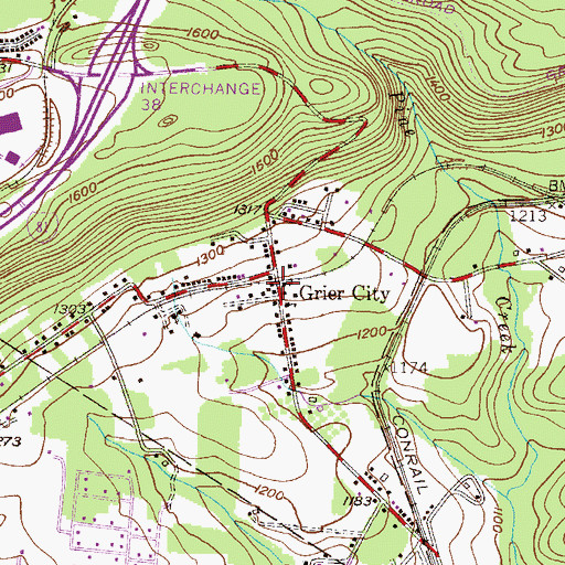 Topographic Map of Grier City, PA