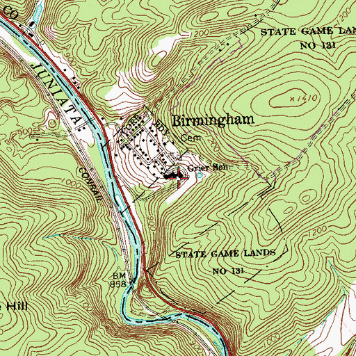 Topographic Map of Grier School, PA