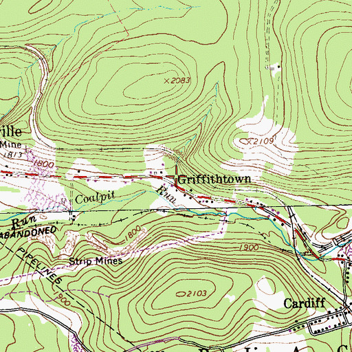 Topographic Map of Griffithtown, PA