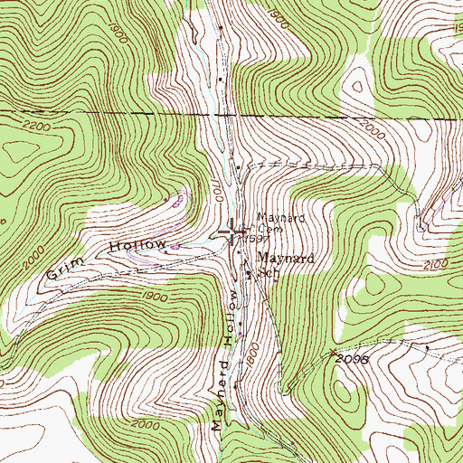 Topographic Map of Grim Hollow, PA