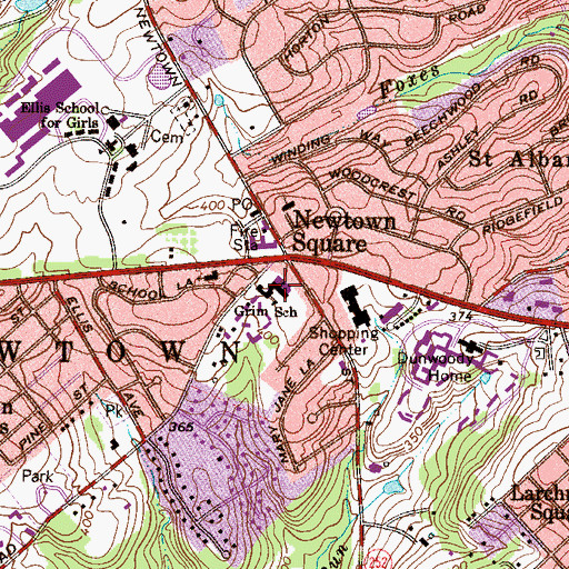 Topographic Map of Grim School, PA