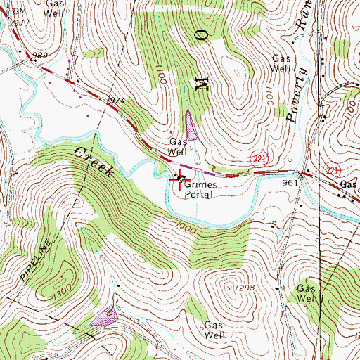 Topographic Map of Grimes Portal, PA