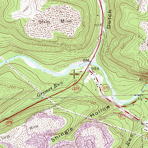 Topographic Map of Grimes Run, PA