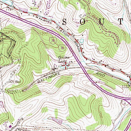 Topographic Map of Grims Lake, PA