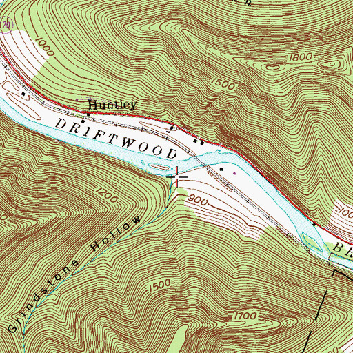 Topographic Map of Grindstone Hollow, PA