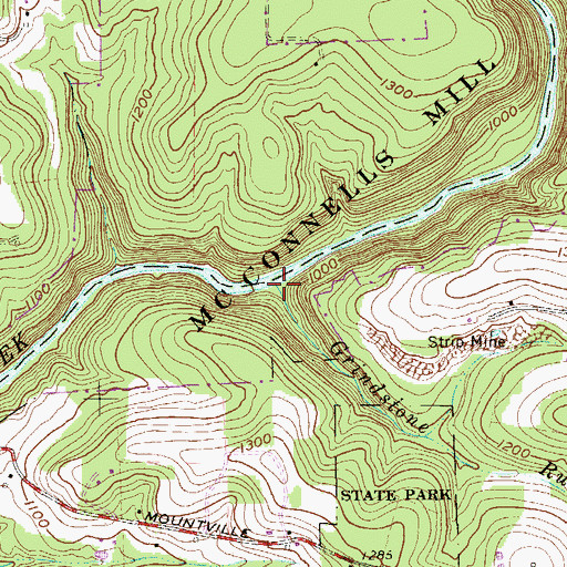 Topographic Map of Grindstone Run, PA
