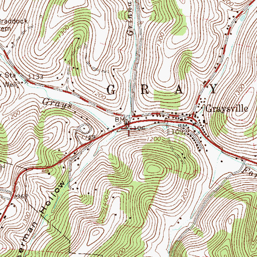 Topographic Map of Grinnage Run, PA